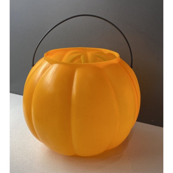 Vintage General Foam Plastic Blow Mold Pumpkin Halloween Candy Bucket Pail Cute - Picture 3 of 6